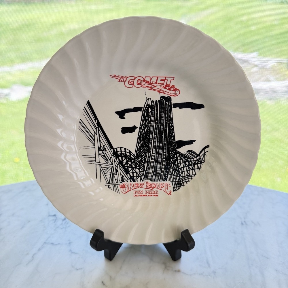 VTG 80s Souvenir Plate The Comet Great Escape Fun Park Lake George NY‎ Japan